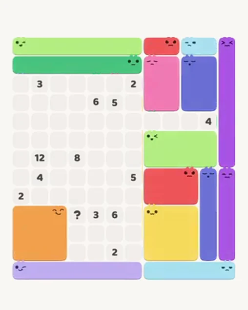 MeowBlock Level 48 after step 15, placing the 6-cell rectangular block at the upper-right area