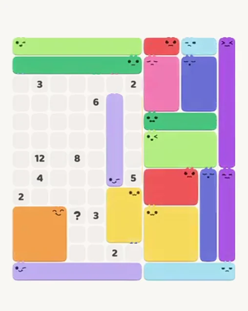 MeowBlock Level 48 after step 18, placing the 5-cell vertical block at the middle center