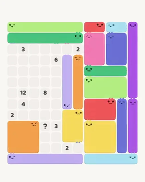 MeowBlock Level 48 after step 19, placing the 5-cell vertical block at the middle center