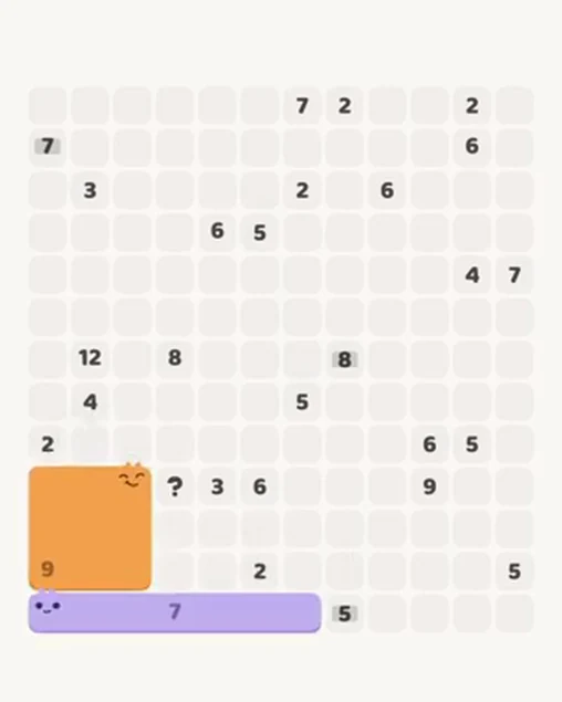 MeowBlock Level 48 after step 2, placing the 7-cell horizontal block at the lower-left area
