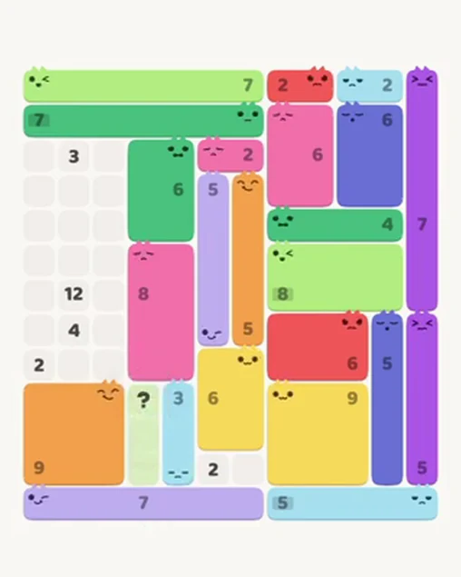 MeowBlock Level 48 after step 24, placing the 3-cell vertical block at the lower-left area