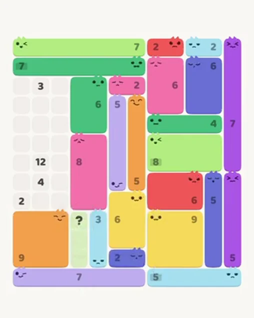 MeowBlock Level 48 after step 25, placing the 2-cell horizontal block at the lower center