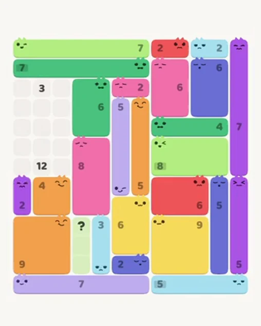 MeowBlock Level 48 after step 27, placing the 2-cell vertical block at the middle-left area