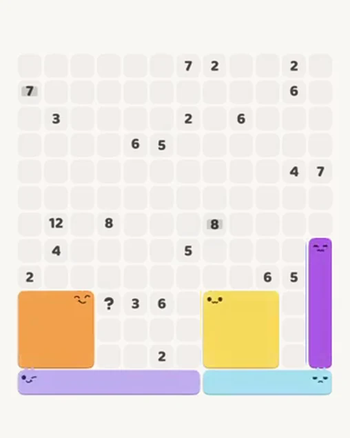 MeowBlock Level 48 after step 5, placing the 5-cell vertical block at the lower-right area