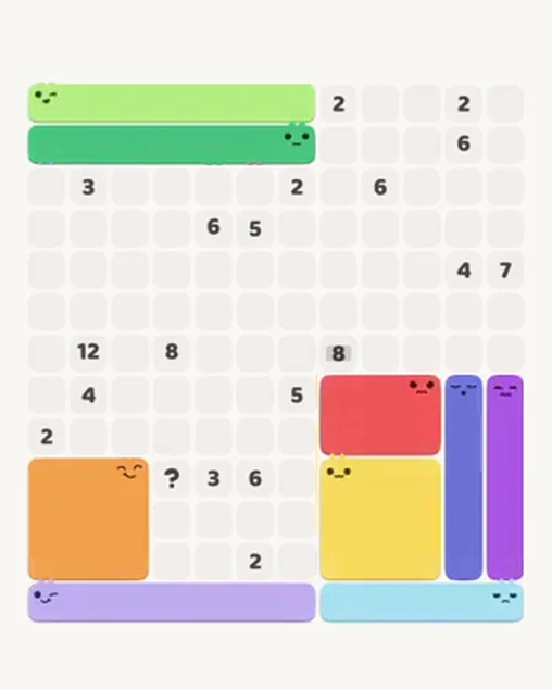 MeowBlock Level 48 after step 9, placing the 7-cell horizontal block at the upper-left area