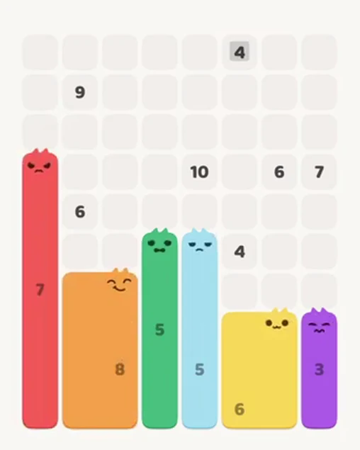 MeowBlock Level 49 after step 6, placing the 7-cell vertical block at the lower-left area