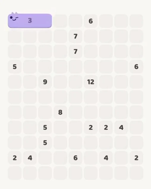 MeowBlock Level 50 after step 1, placing the 3-cell horizontal block at the upper-left area