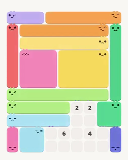 MeowBlock Level 50 after step 15, placing the 4-cell square block at the lower-left area