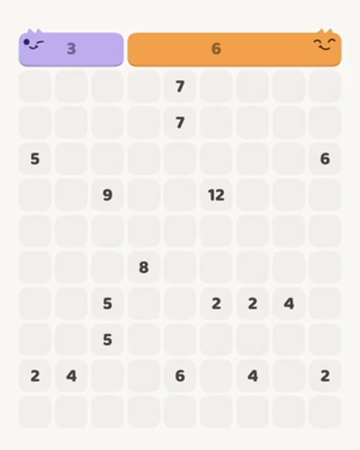 MeowBlock Level 50 after step 2, placing the 6-cell horizontal block at the upper-right area
