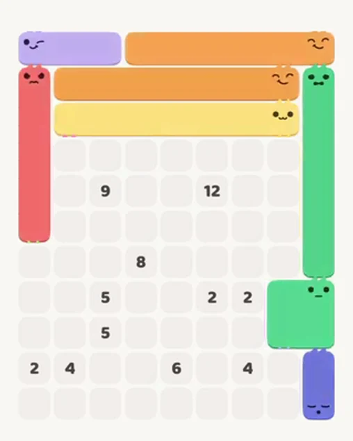 MeowBlock Level 50 after step 8, placing the 4-cell square block at the lower-right area