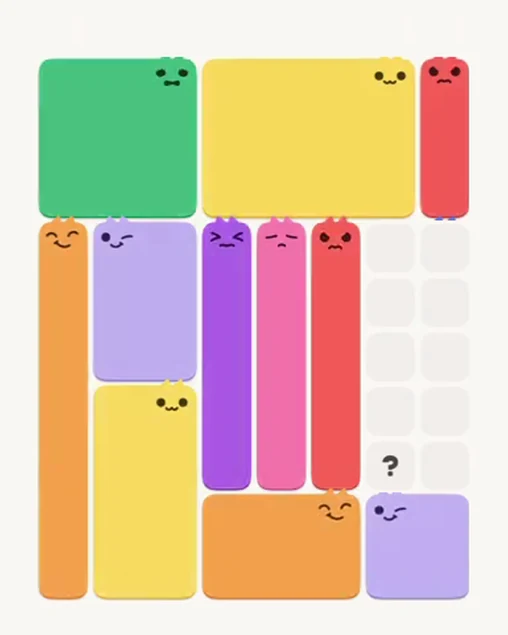 MeowBlock Level 51 after step 11, placing the 5-cell vertical block at the middle center