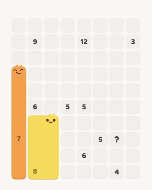 MeowBlock Level 51 after step 2, placing the 7-cell vertical block at the lower-left area