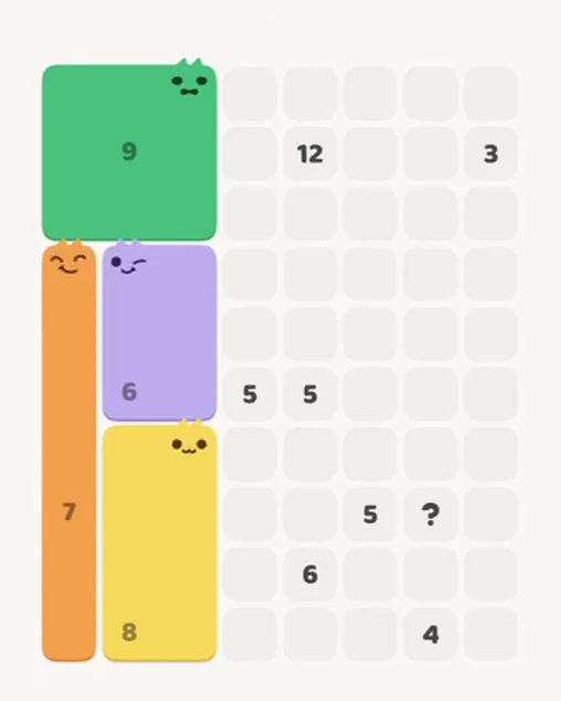 MeowBlock Level 51 after step 4, placing the 6-cell rectangular block at the middle-left area