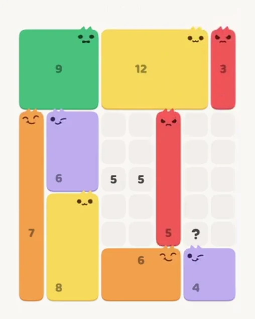 MeowBlock Level 51 after step 9, placing the 5-cell vertical block at the middle-right area