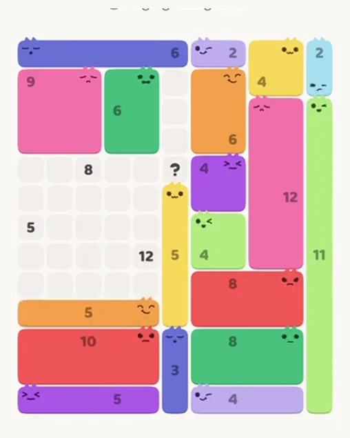 MeowBlock Level 53 after step 19, placing the 6-cell horizontal block at the lower-left area