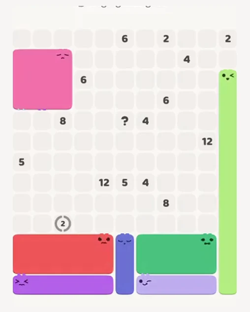 MeowBlock Level 53 after step 7, placing the 11-cell vertical block at the middle-right area