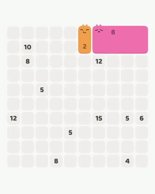 MeowBlock Level 55 after step 2, placing the 6-cell rectangular block at the upper-right area
