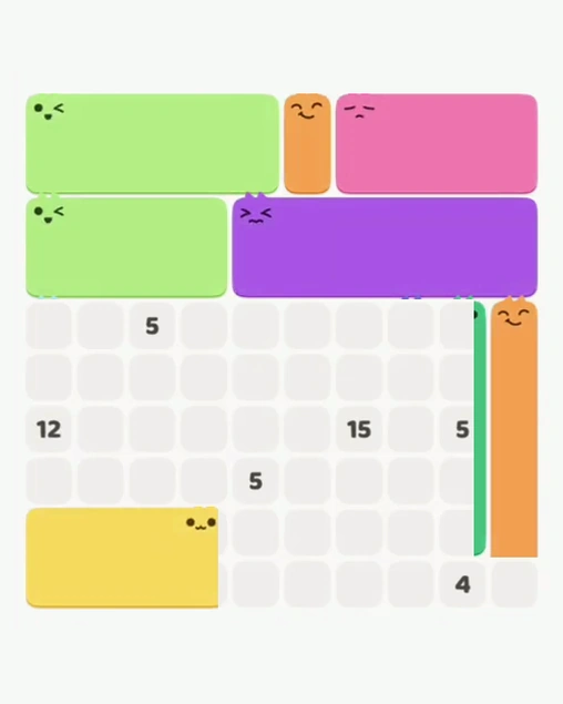MeowBlock Level 55 after step 7, placing the 5-cell vertical block at the lower-right area