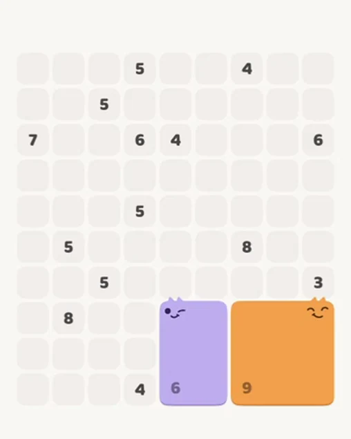 MeowBlock Level 56 after step 2, placing the 6-cell rectangular block at the lower center