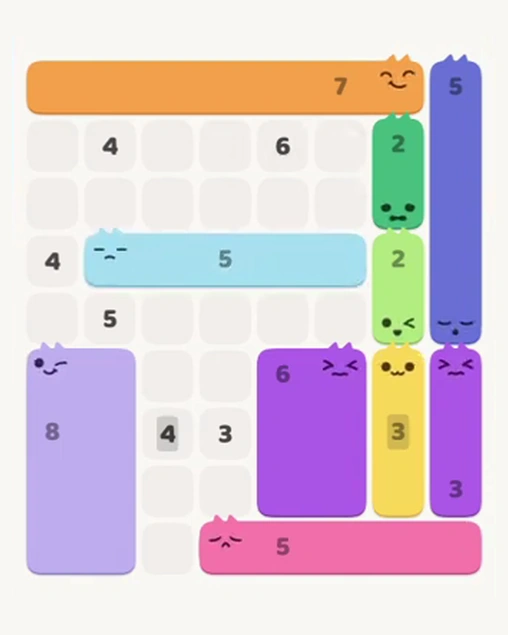 MeowBlock Level 58 after step 10, placing the 5-cell horizontal block at the middle center