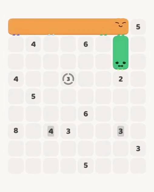 MeowBlock Level 58 after step 2, placing the 2-cell vertical block at the upper-right area