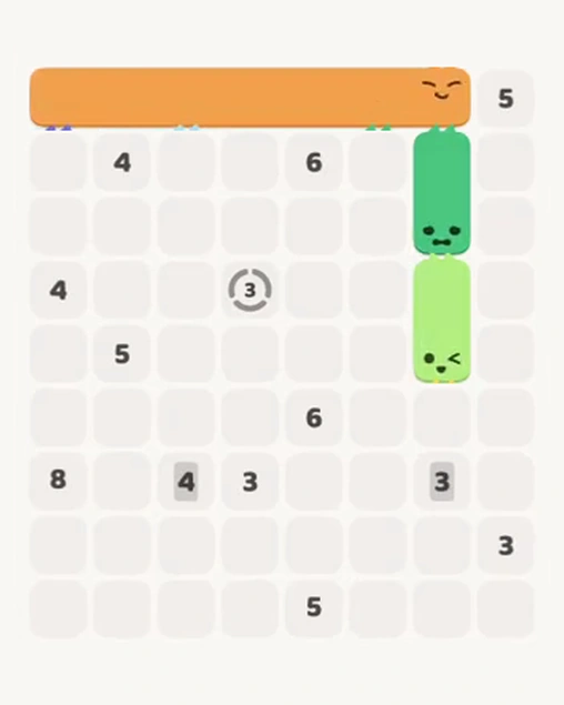MeowBlock Level 58 after step 3, placing the 2-cell vertical block at the middle-right area