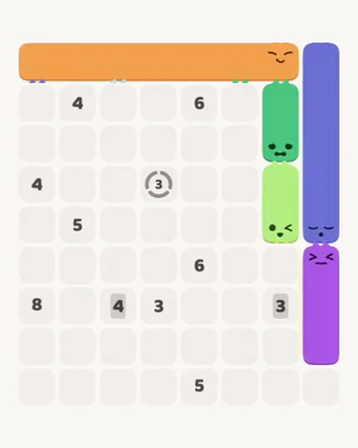 MeowBlock Level 58 after step 5, placing the 1-cell horizontal block at the lower-right area
