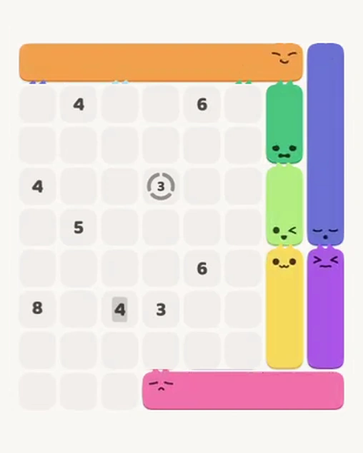 MeowBlock Level 58 after step 7, placing the 3-cell vertical block at the lower-right area