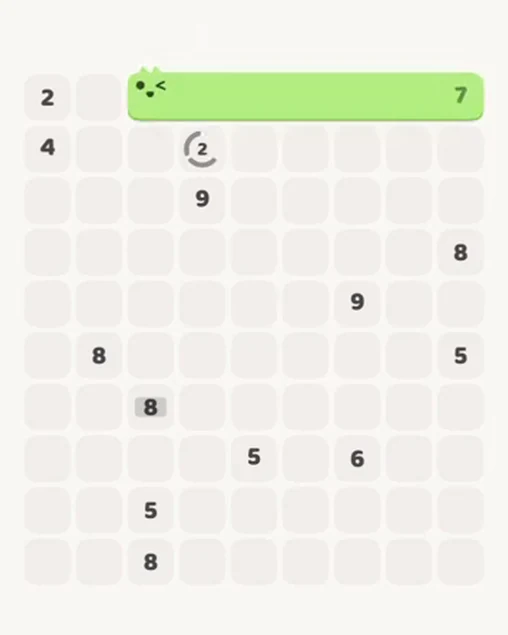 MeowBlock Level 59 after step 1, placing the 7-cell horizontal block at the upper-right area