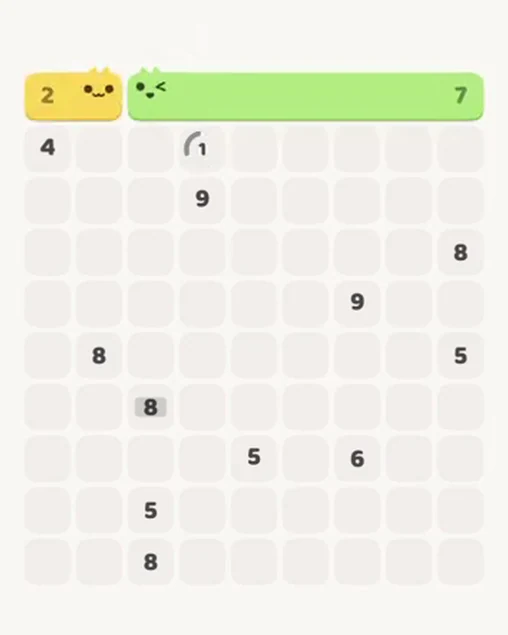 MeowBlock Level 59 after step 2, placing the 2-cell horizontal block at the upper-left area
