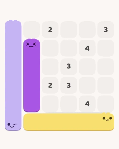 MeowBlock Level 6 after step 3, placing the 4-cell vertical block at the middle-left area