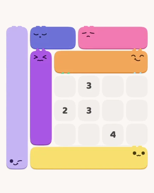 MeowBlock Level 6 after step 6, placing the 4-cell horizontal block at the upper-right area