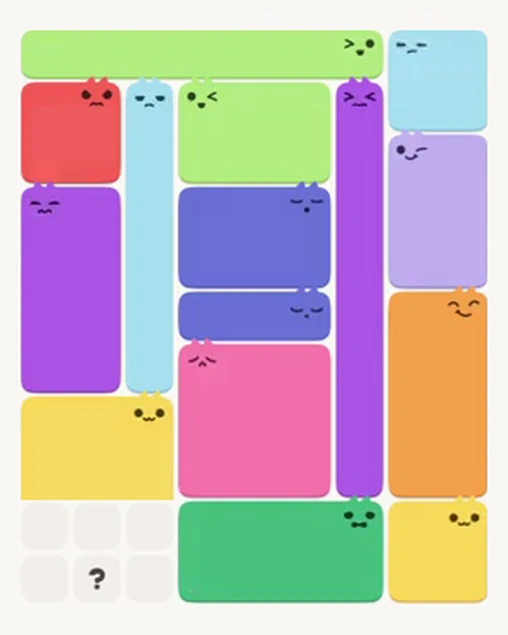MeowBlock Level 60 after step 15, placing the 4-cell square block at the lower-right area