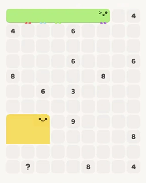 MeowBlock Level 60 after step 2, placing the 6-cell rectangular block at the lower-left area
