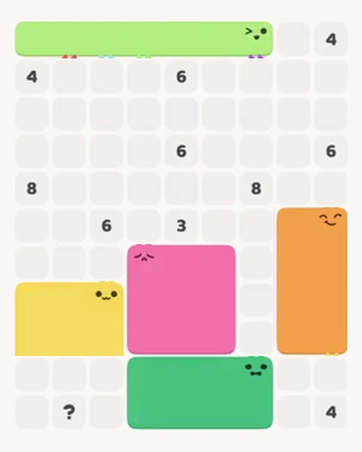 MeowBlock Level 60 after step 5, placing the 9-cell square block at the lower center