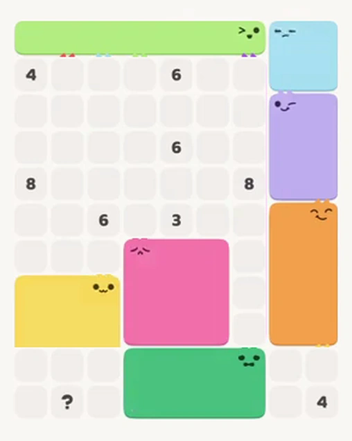 MeowBlock Level 60 after step 7, placing the 6-cell rectangular block at the upper-right area