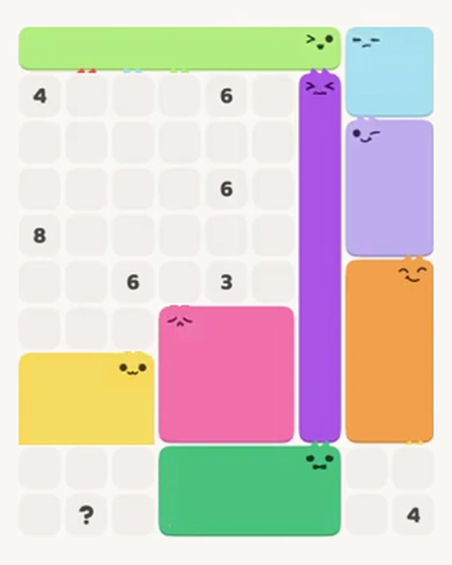 MeowBlock Level 60 after step 8, placing the 8-cell vertical block at the middle-right area