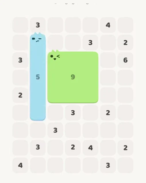 MeowBlock Level 61 after step 2, placing the 5-cell vertical block at the middle-left area