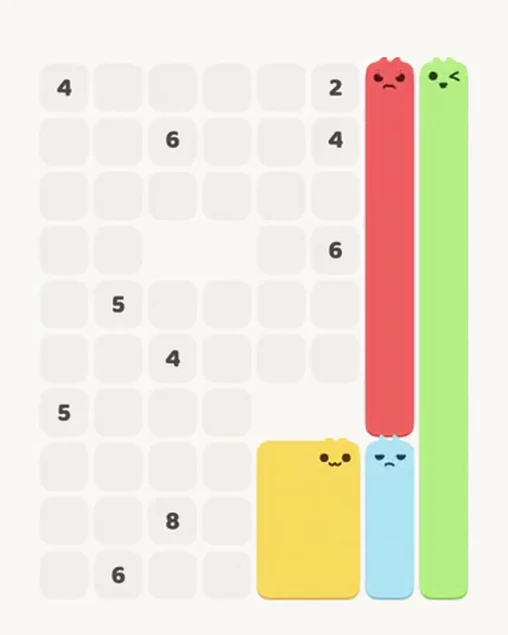 MeowBlock Level 62 after step 4, placing the 7-cell vertical block at the middle-right area