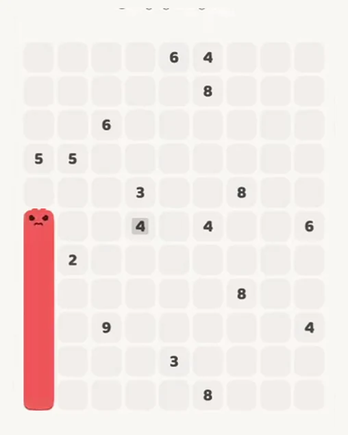 MeowBlock Level 64 after step 1, placing the 6-cell vertical block at the lower-left area