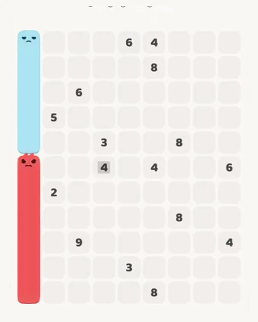 MeowBlock Level 64 after step 2, placing the 5-cell vertical block at the upper-left area