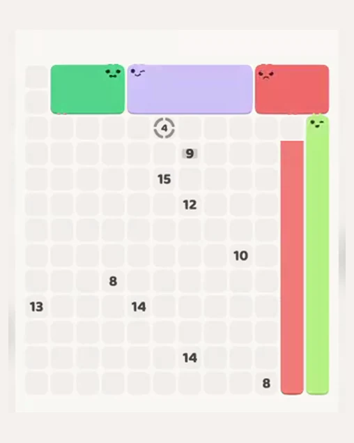 MeowBlock Level 65 after step 5, placing the 6-cell rectangular block at the upper-left area