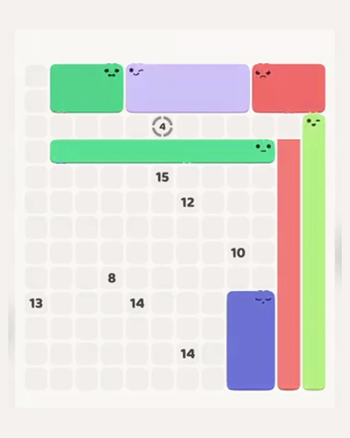 MeowBlock Level 65 after step 7, placing the 9-cell horizontal block at the upper center