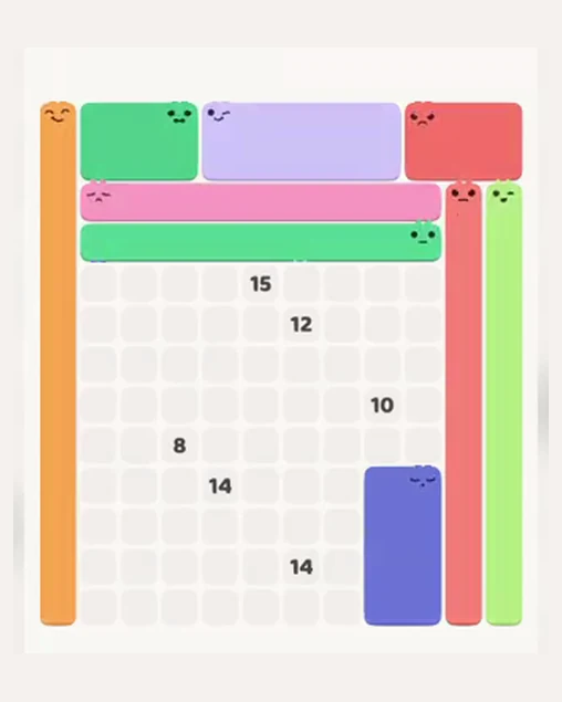 MeowBlock Level 65 after step 9, placing the 13-cell vertical block at the middle-left area