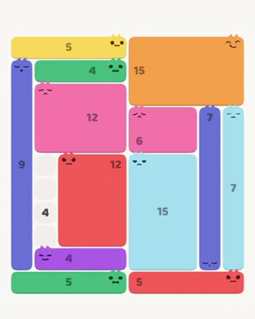 MeowBlock Level 66 after step 13, placing the 4-cell horizontal block at the lower center