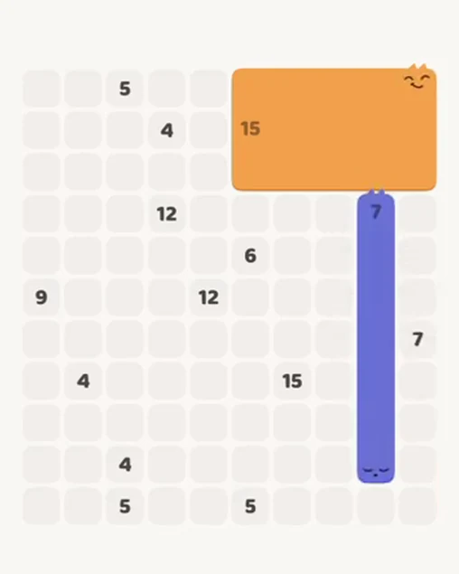 MeowBlock Level 66 after step 2, placing the 7-cell vertical block at the middle-right area