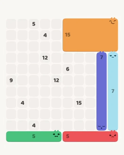 MeowBlock Level 66 after step 5, placing the 5-cell horizontal block at the lower-left area