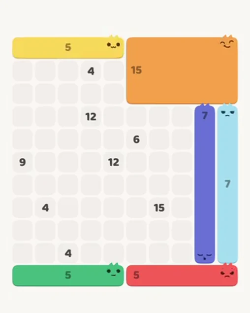 MeowBlock Level 66 after step 6, placing the 5-cell horizontal block at the upper-left area