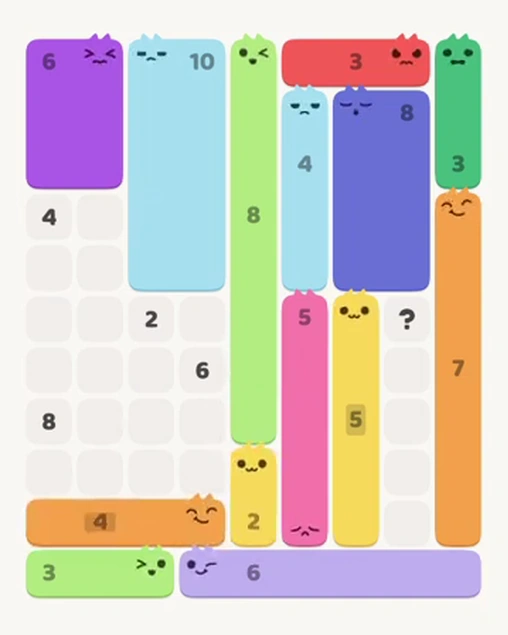 MeowBlock Level 67 after step 14, placing the 4-cell horizontal block at the lower-left area