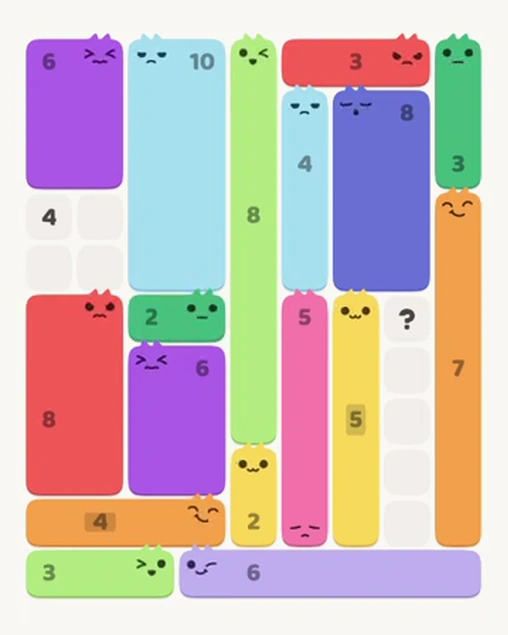 MeowBlock Level 67 after step 17, placing the 2-cell horizontal block at the middle center